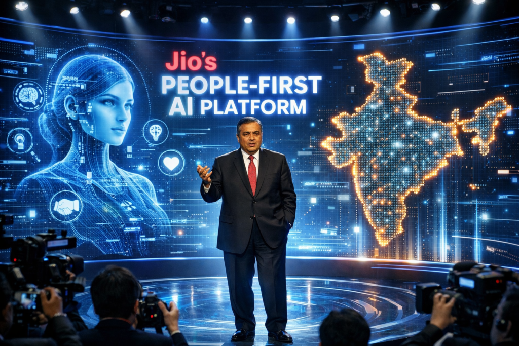 Jio ‘People-First’ AI Platform Launch Mukesh Ambani चे भारतासाठी AI Vision